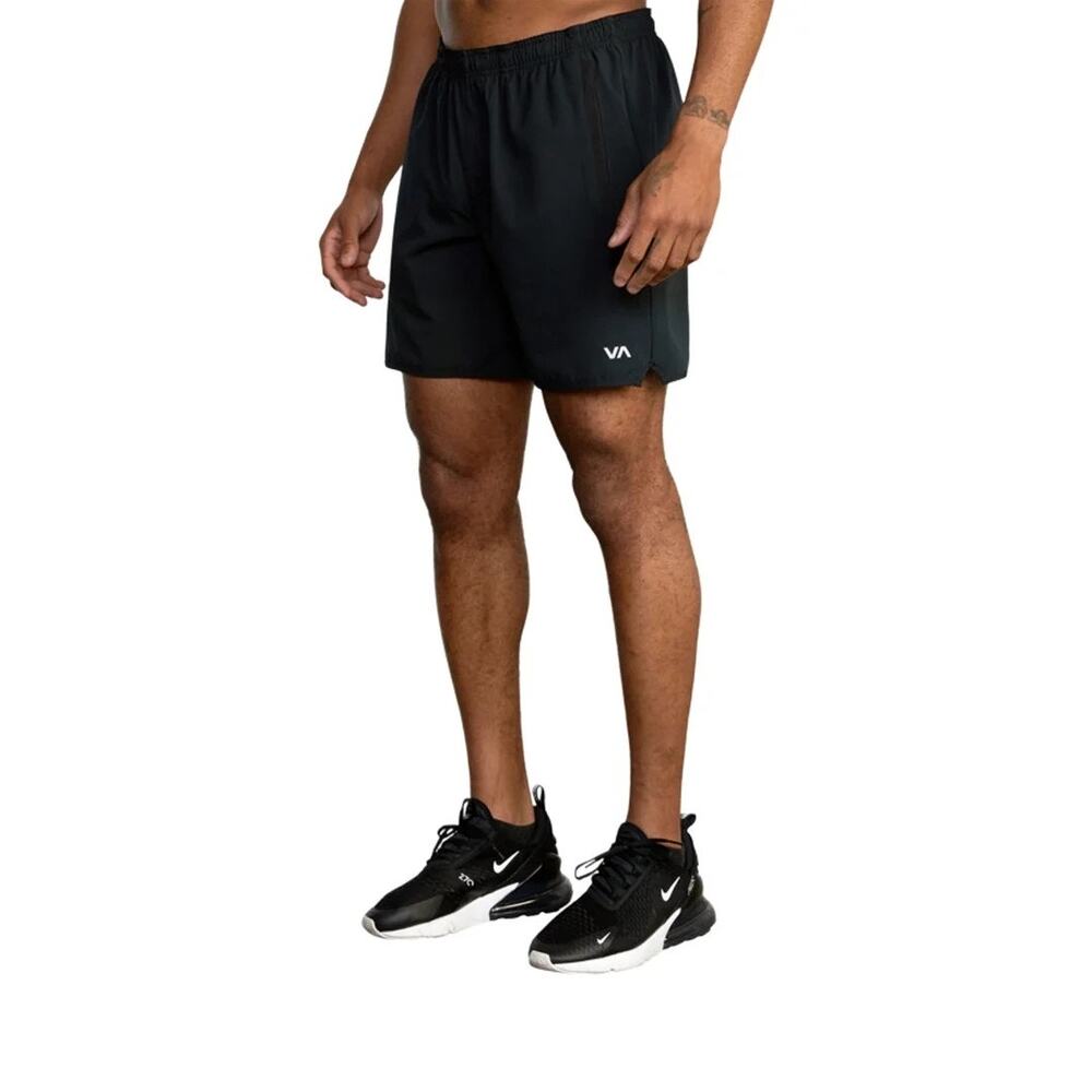RVCA Men's Small Black Yogger Stretch Sports Athletic Shorts Athleisure D9-6